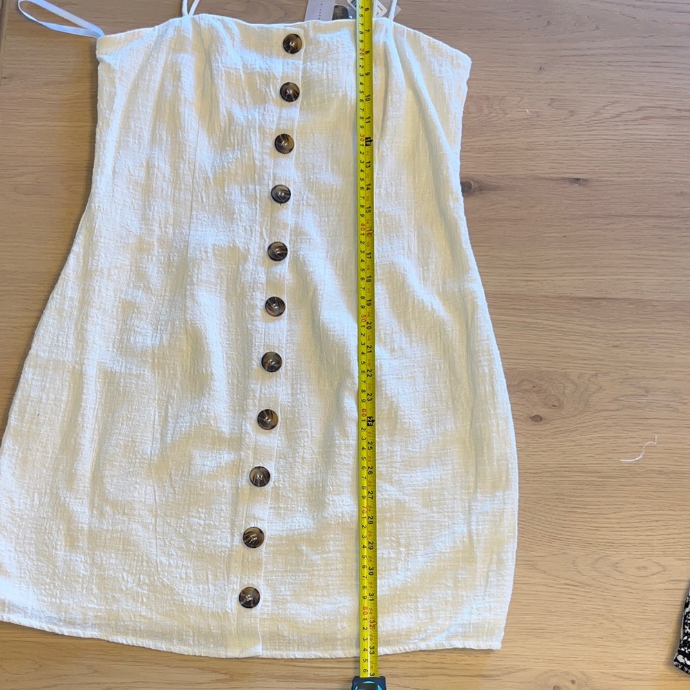 NWT Sabo Skirt- Textured Cotton Cream Button-Front Mini Dress - Picture 7 of 7